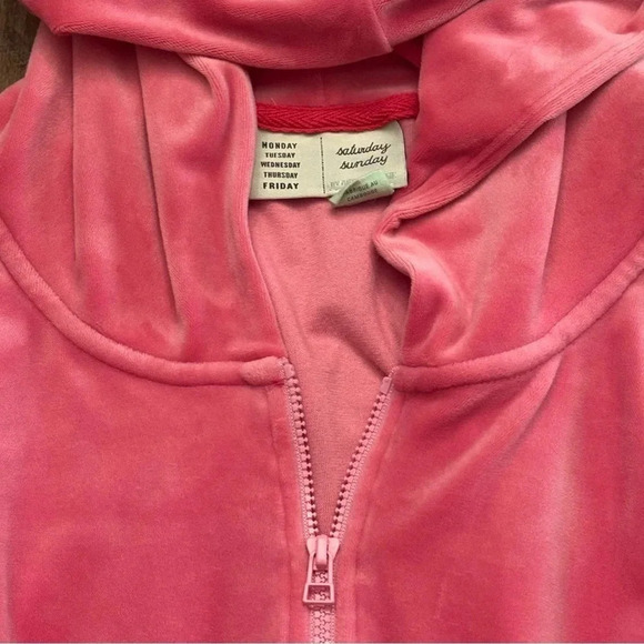 EUC Anthropologie Saturday Sunday Barbie pink velour zip-up hoodie. Small. - Picture 7 of 11